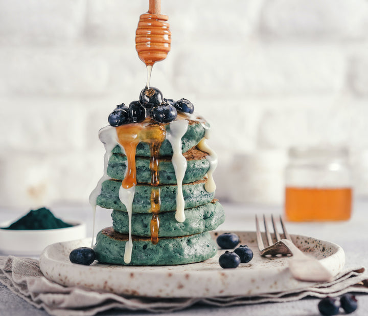 Pancakes de plátano con espirulina