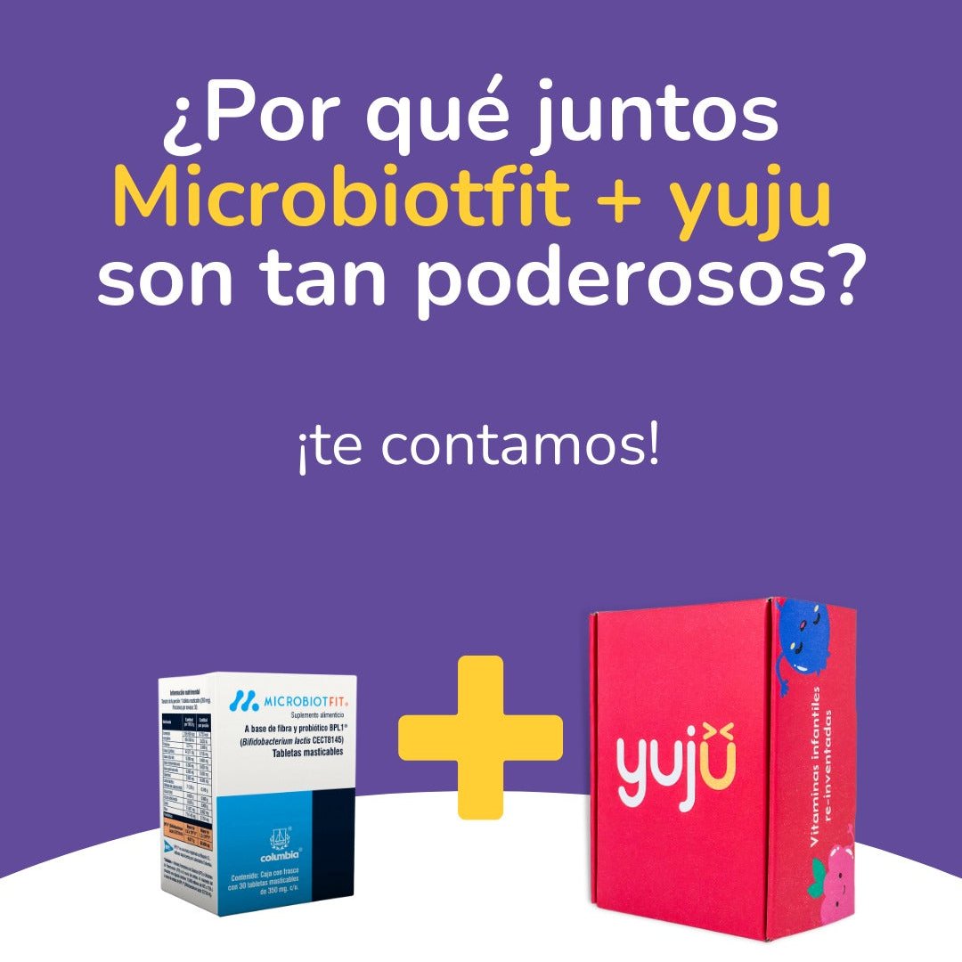 Probioticos Microbiot + vitaminas diarias yujü para niños